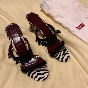 New Staud Zebra Embellished Mules